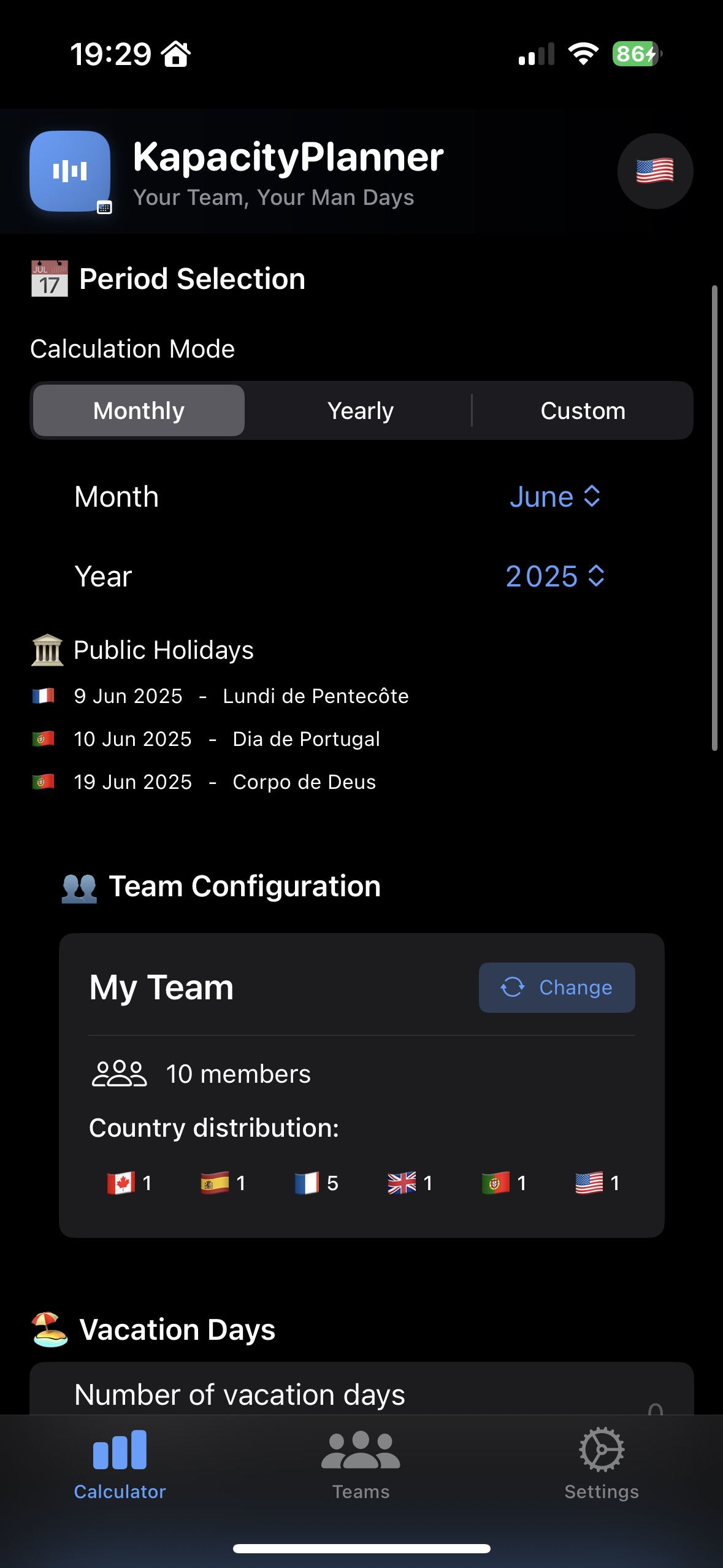 Écran des jours fériés automatiques avec calendriers français, hébreux et islamiques