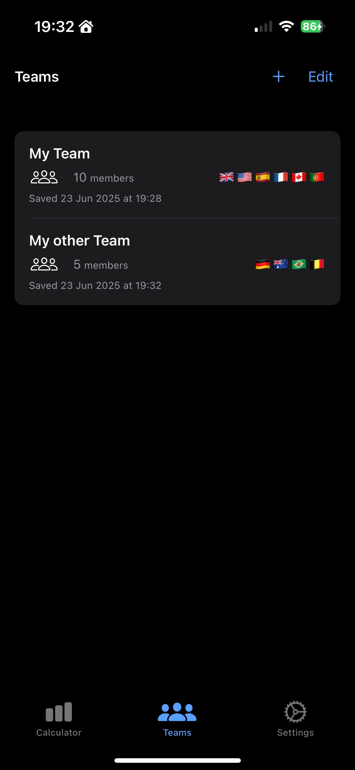 Écran de gestion des équipes dans KapacityPlanner avec création et organisation d'équipes multiples